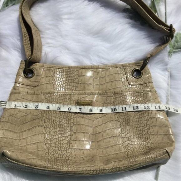 Simply Vera Tan Animal Print Shoulder Beige Tan Purse Faux Snake Skin Medium - Picture 4 of 7